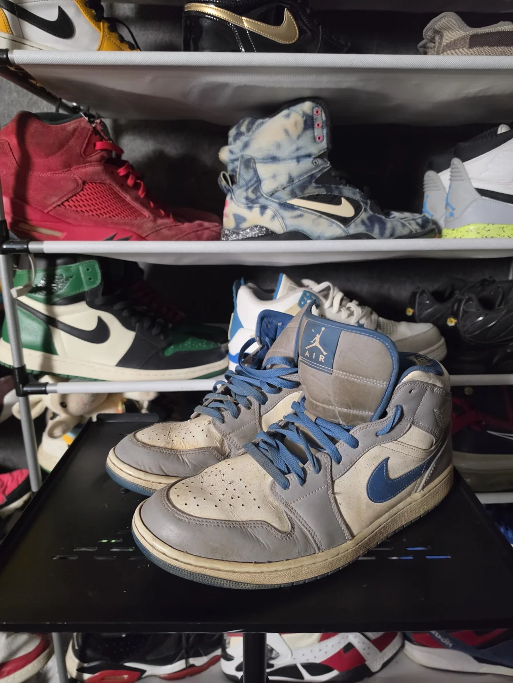 🔥 Nike Air Jordan 1 Mid White Gray Blue Athletic Shoes Men Size 11